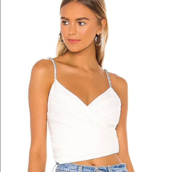 NBD Tops - NBD Julina Embellished Top in Ivory & Silver Small